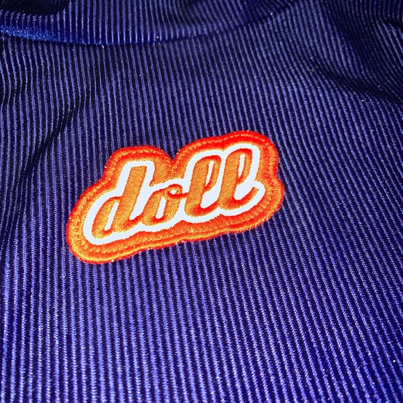 Blue Velvet Long Sleeved Crop Top, size M - Picture 5 of 6